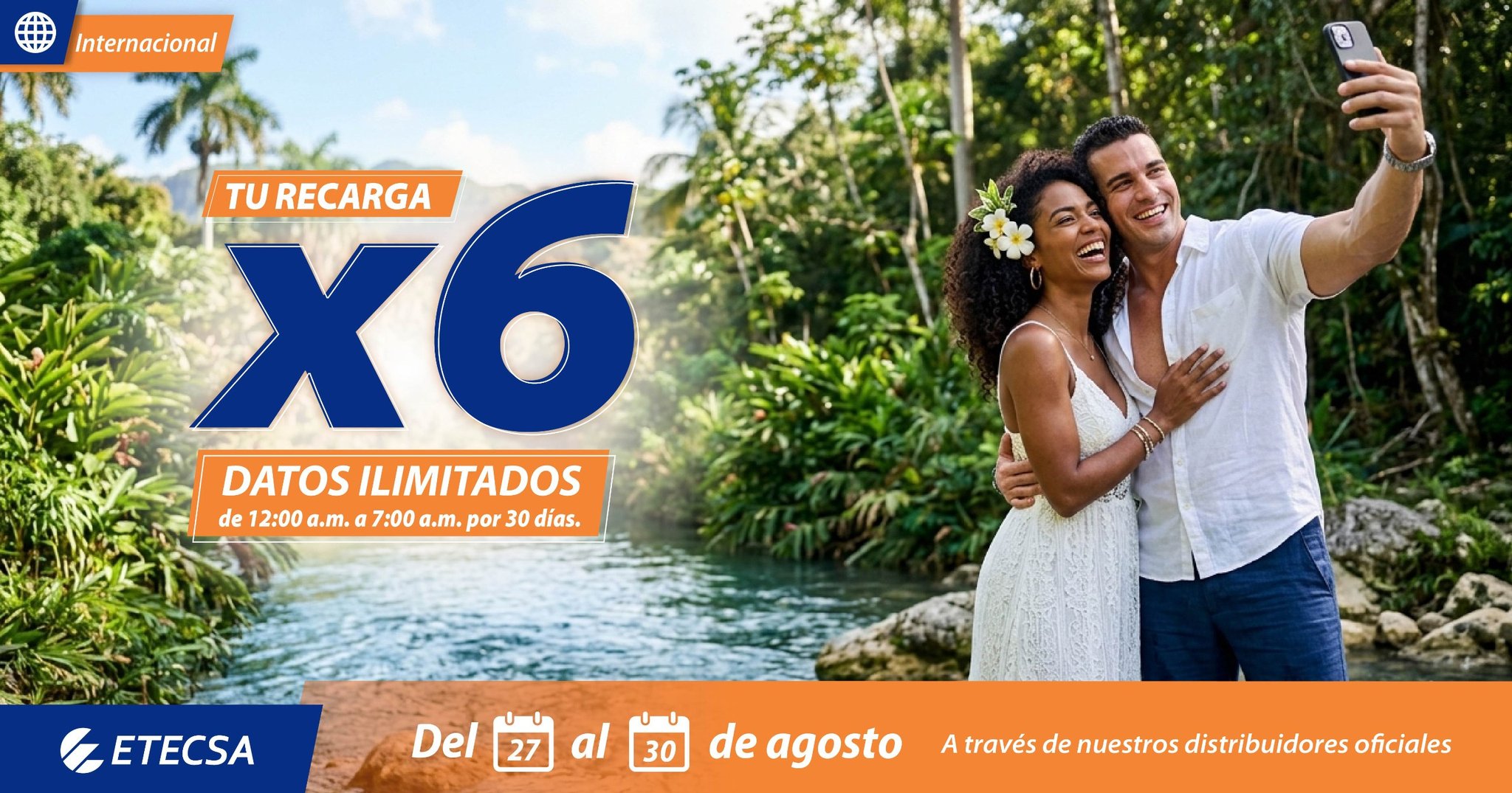 Recarga Cubacel x6 del 27 al 30 de agosto de 2026